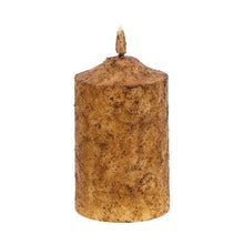 Load image into Gallery viewer, Burnt Ivory Flicker Flame Timer Cake Pillar, 5&quot;