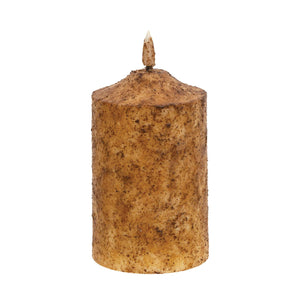 Burnt Ivory Flicker Flame Timer Cake Pillar, 5"